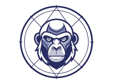 Gorilla Head in Geometric Circle Logo Template