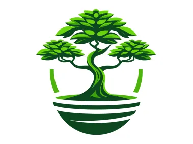 Green Bonsai Tree in Pot Logo Template