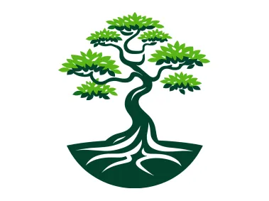 Green Bonsai Tree Logo Template
