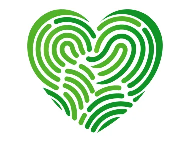 Green Fingerprint Heart Shape Logo Template