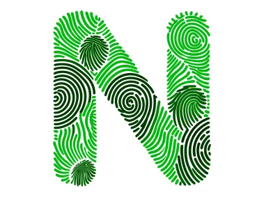 Green Fingerprint N Letter Logo Template
