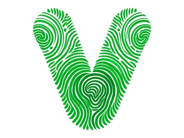 Green Floral V Letter Shape Logo Template