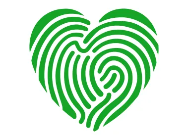 Green Heart Shape Fingerprint Form Logo Template