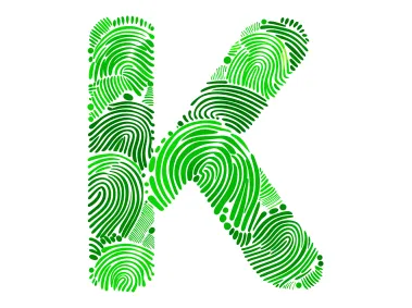 Green K Letter Fingerprint Themed Design Logo Template
