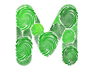 Green M Letter Fingerprint Formed Logo Template
