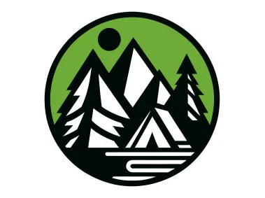 Green Minimal Camping in Circle Logo Template