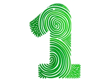 Green Number One Fingerprint Formed Logo Template