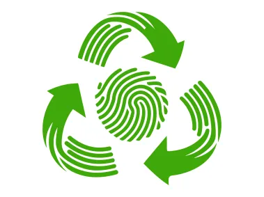 Green Recycle Sign with Green Fingerprint Logo Template