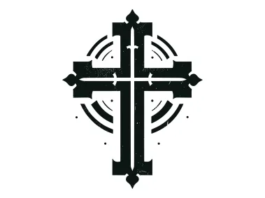 Grunge Black Christian Cross Symbol Logo Template