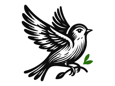 Grunge Black Hand Drawn Bird Logo Template