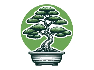 Hand Drawn Bonsai Tree in Green Circle Logo Template