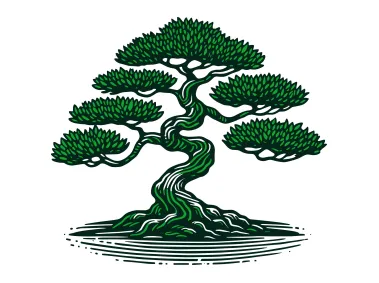 Hand Drawn Bonsai Tree Logo Template