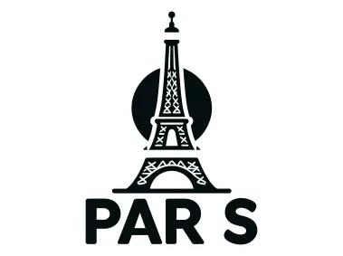Hand Drawn Eiffel Tower Design with Paris Text Logo Template