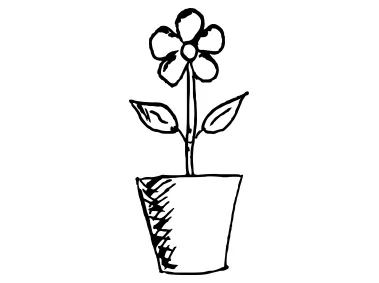Hand Drawn Simple Black Flower with Pot Logo Template