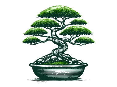 Handdrawn Bonsai Tree in Pot Logo Template