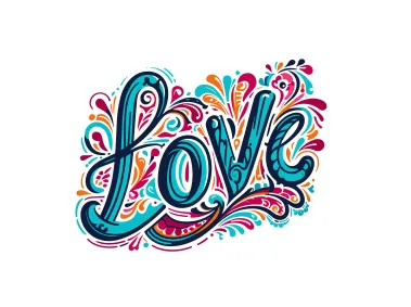 Handwriting Style Colorful Artistic Love Text Logo