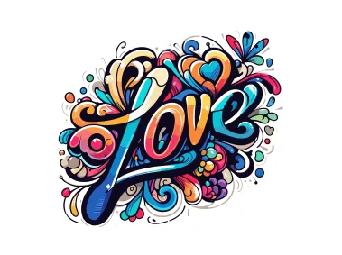 Handwriting Style Colorful Artistic Retro Love Text Logo