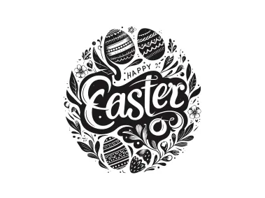 Happy Easter Calligraphy Black Vector