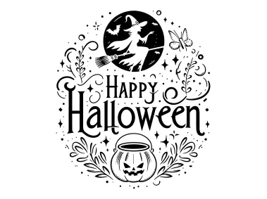 Happy Halloween Design with Flying Witch Vector