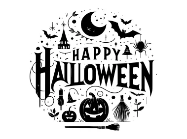 Happy Halloween Lettering Design with Pumpkins Vector