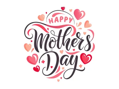 Happy Mothers Day Calligraphy Design with Hearts Vector