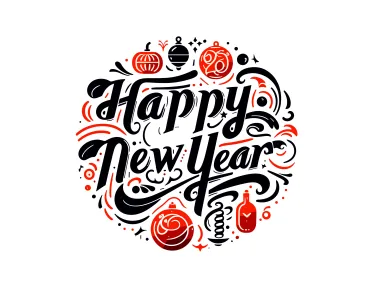 Happy New Year Text Design Vector