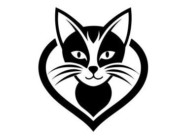 Heart Cat Shape Unique and Elegant Design Logo Template