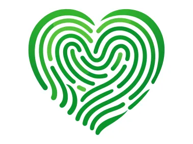 Heart Formed Green Fingerprints Logo Template