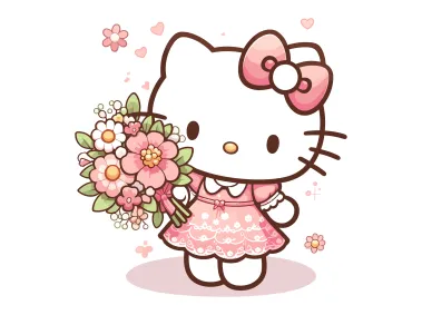Hello Kitty with Corsage Vector