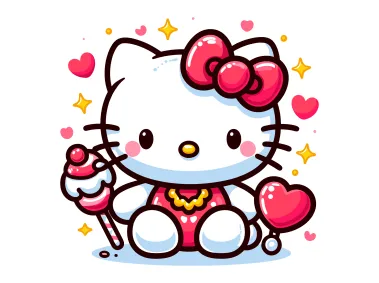 Hello Kitty with Hearts Vector