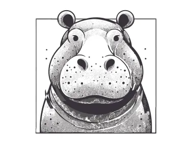 Hippo Design in Square Logo Template