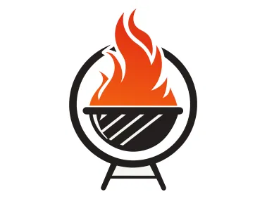 Hot Frying Barbecue Grill in Circle Logo Template