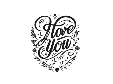 I Love You Text Heart Shape with Flowers Vector