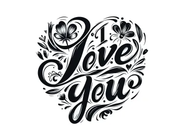 I Love You Text Heart Shape with Flowers Vector