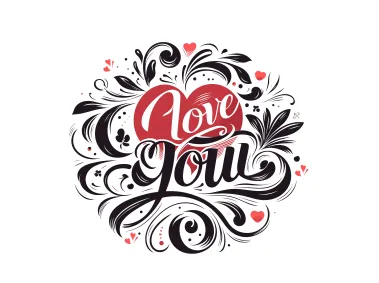 I Love You Text Heart Shape with Flowers Vector