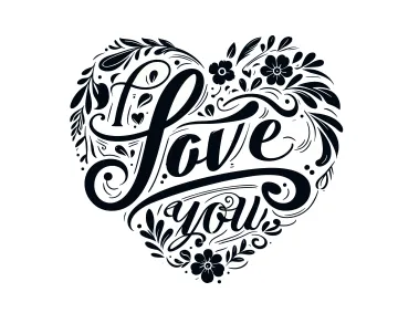 I Love You Text Heart Shape with Flowers Logo