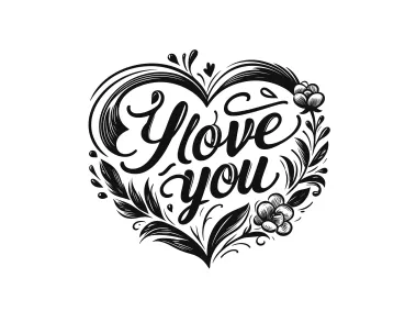 I Love You Text Heart Shape with Flowers Vector