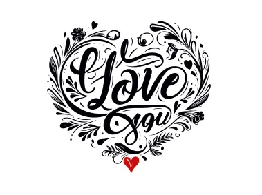I Love You Text Heart Shape with Flowers Vector