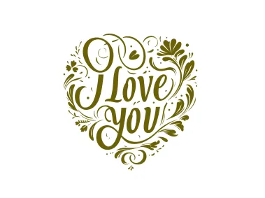I Love You Text Heart Shape with Flowers Vector