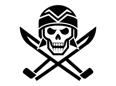 Ice Hockey Skull with Crossed Sticks Logo