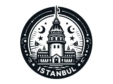Istanbul Maiden’s Tower Circular Emblem Vector