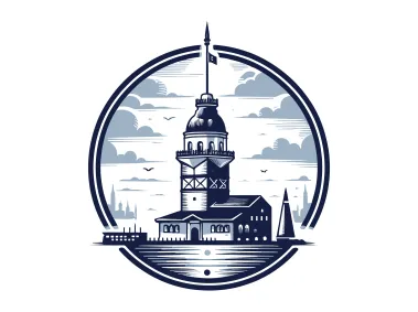Istanbul Maiden's Tower in Circle Vector