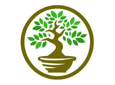 Japanese Bonsai Tree in Circle Logo Template