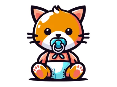 Kitty with Diaper Logo Template