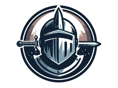 Knight Helmet with Sword Logo Template