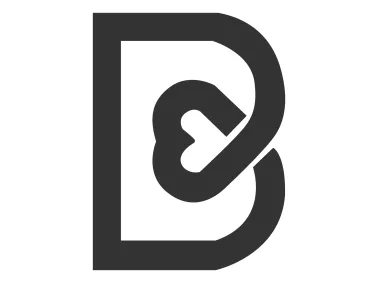 Letter B with Heart Shape Logo Template