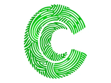 Letter C Green Fingerprints Style Logo Template