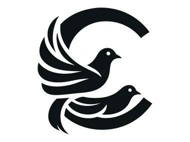 Letter C Shape Doves Logo Template