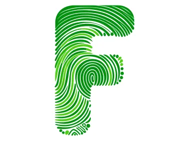 Letter F Green Finger Print Logo Template