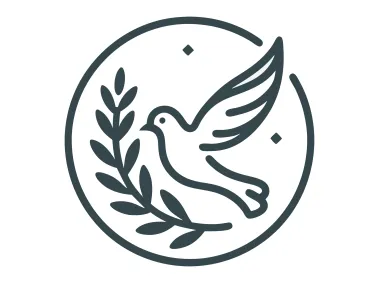 Linear Dove with Olive Branch Wreath in Circle Logo Template